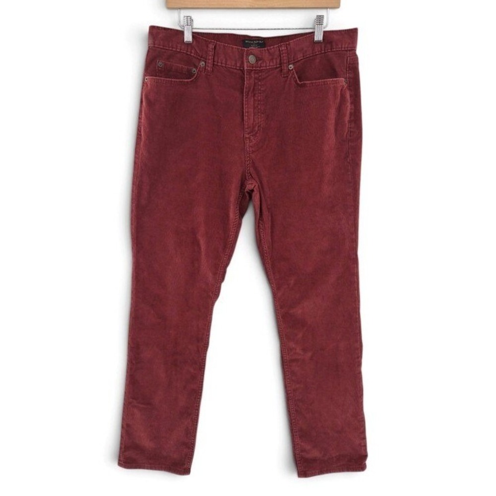 Banana Republic Corduroy Pants Mens 34x32 Burgundy Red Slim Fit Cotton Stretch